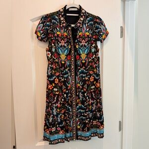 Alice & Olivia Embroidered Tiered Shirt Dress